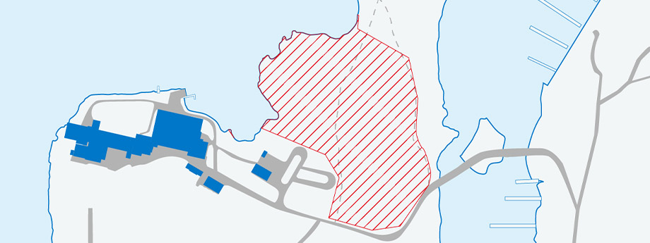 Illustrerad situationskarta som markerar området där avverkning ska ske hösten 2025.